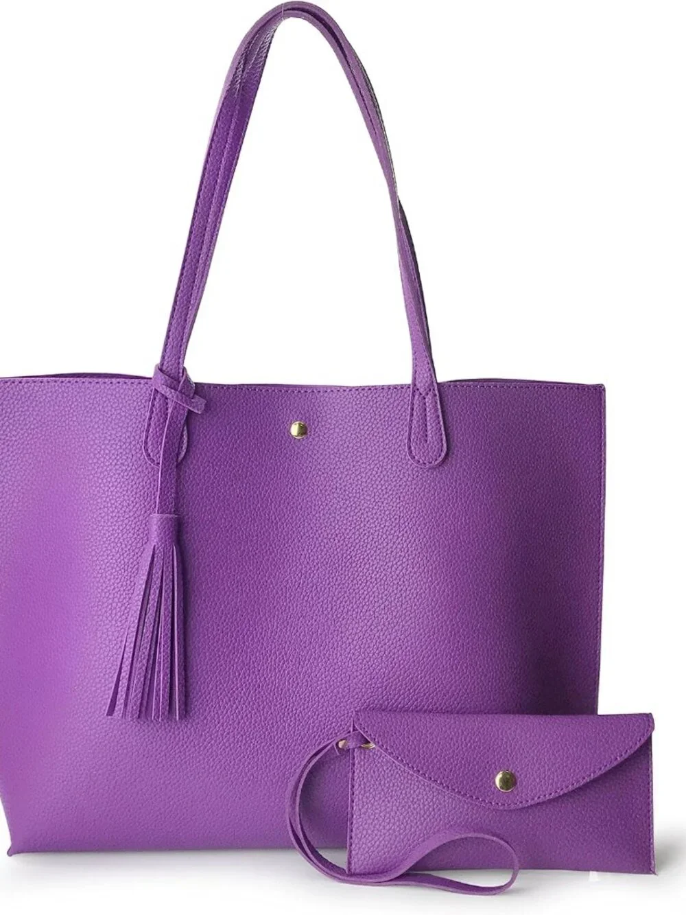Minimalist Clean Cut Pebbled Faux Leather Tote Womens Shoulder Handbag